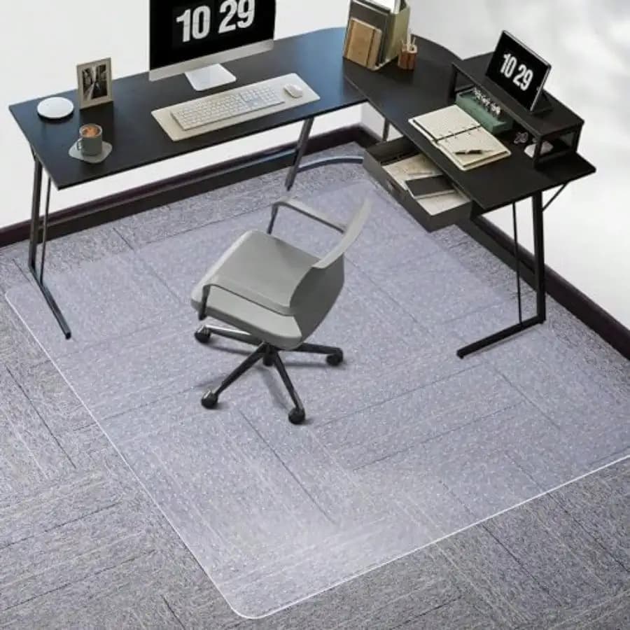 Tappetino per sedia da ufficio 152x117 cm, antiscivolo, per pavimenti moquette, sottoscrivania, in plastica, per lavoro e gaming