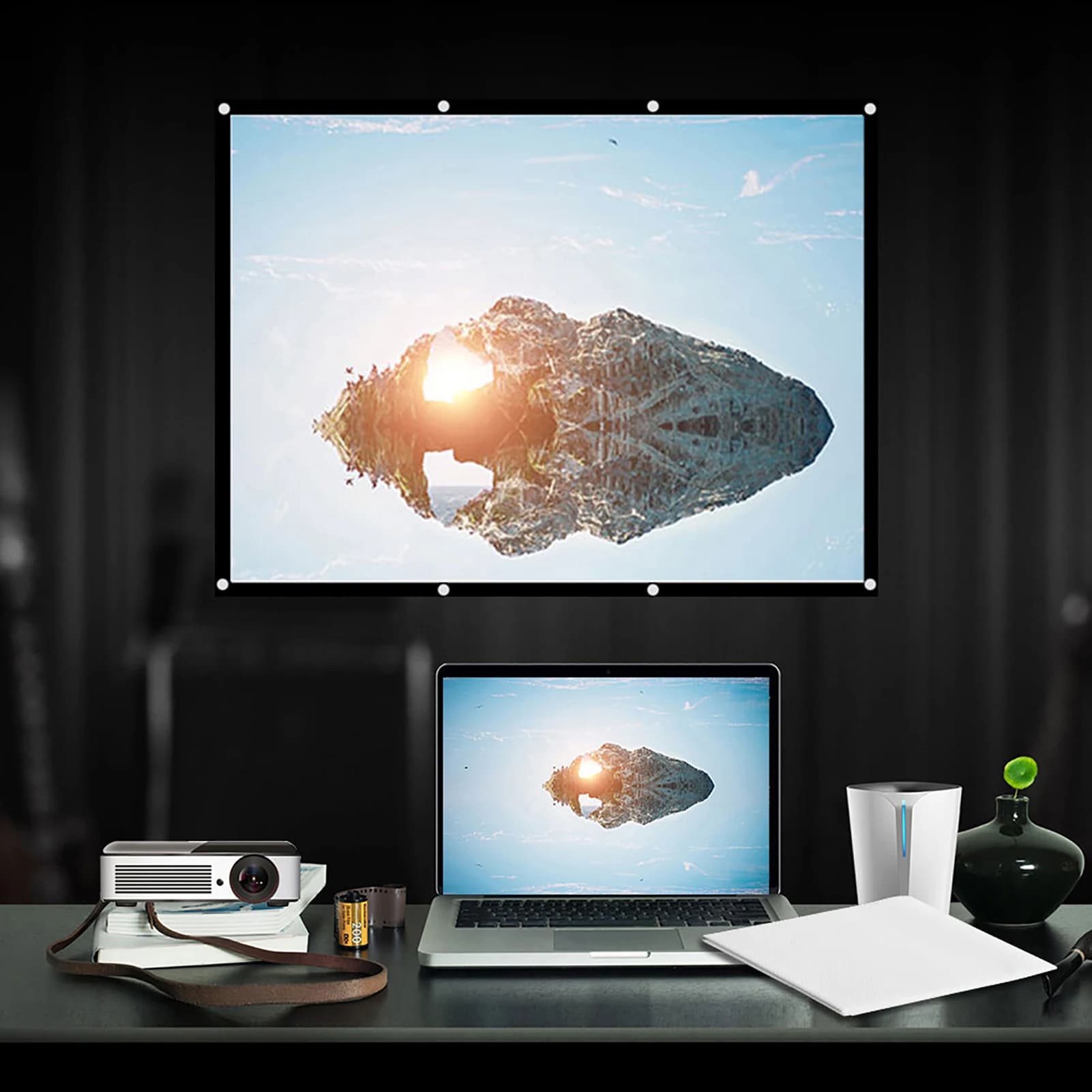 Diagonal 60100 Inch Portable Foldable Noncrease White Projector Curtain Projection Screen 4:3 Projection Screen 4:3