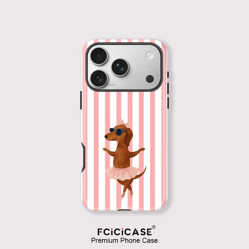 Fcicicase Phone Case For iPhone 16 17 Air 15 Plus 14 13 11 12 Pro Max Magnetic For Magsafe Wireless Charger Cute Dog Print Cover