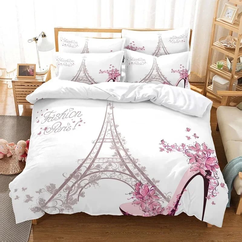Eiffel Tower Bedding Duvet Cover Set 3d Digital Printing Bed Linen Fashion Design Comforter Cover Bedding Sets Bed Set