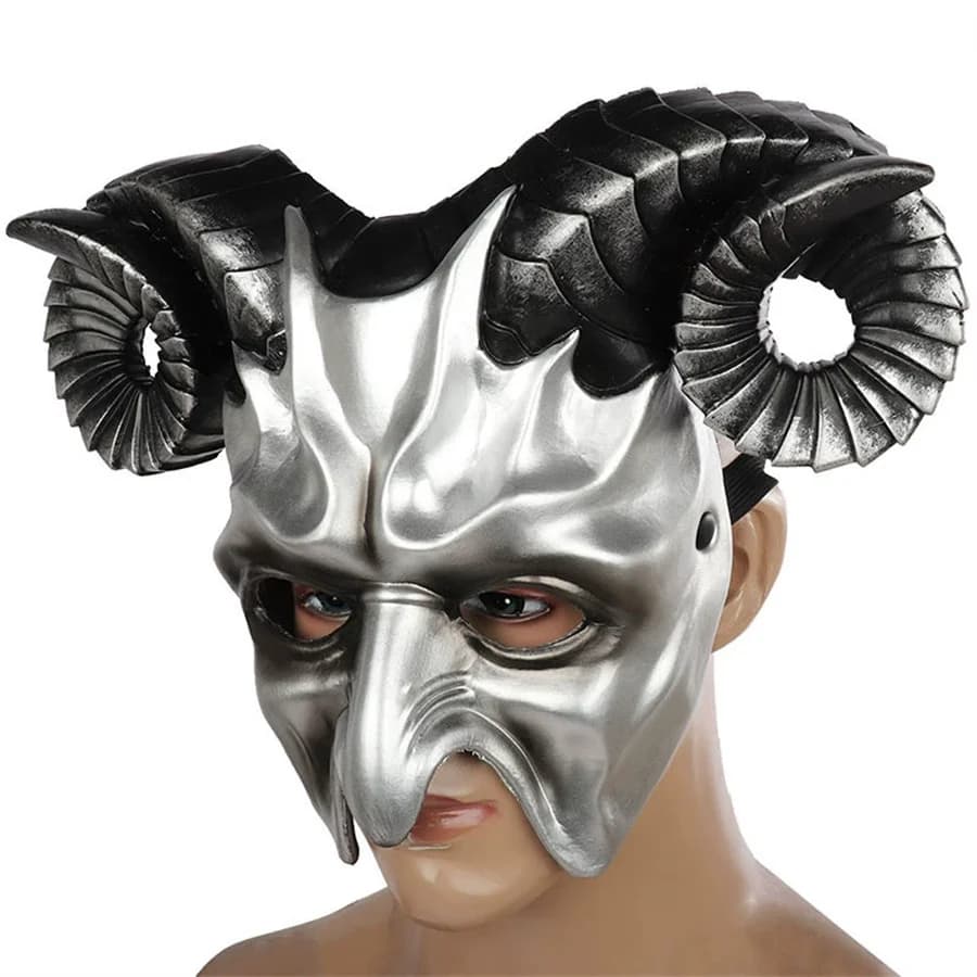 Maschera horror 3D, maschera a forma di corno, trucco cosplay, decorazione per feste in costume, accessori per carnevale