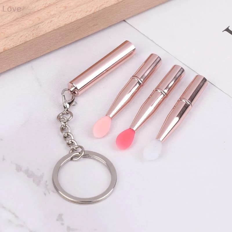 [L&P] 1 pcs Portable multifunctional silicone lip brush with lid Anti-dust keyring lipstick brush Umbrella