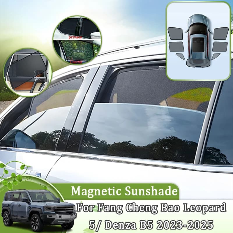 Magnetic Car Sunshades For BYD Fang Cheng Bao Leopard 5 Denza B5 2024 2025 2023 Visors Shading Curtain Window Covers Accessories