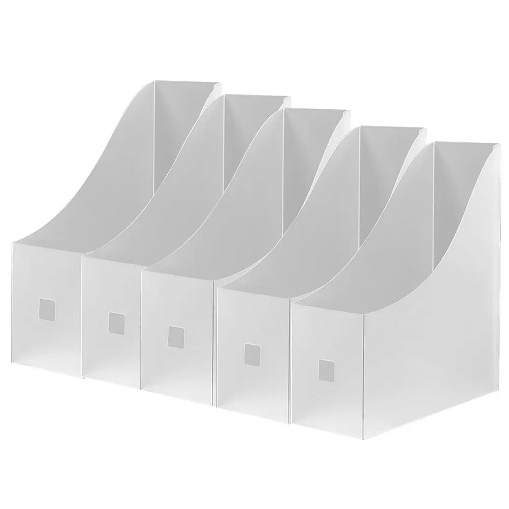 5Pcs Desktop Storage Rack Clear Plastic File Folder Holder Document Organizer Office Shelf Classroom Organizer File Stand