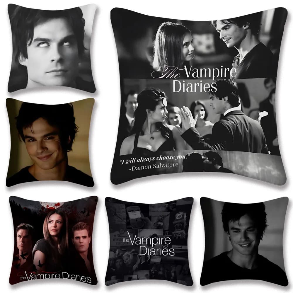 TV Series Pillow Covers Cartoon Sofa Decorative Home Double-sided Printing Short Plush Cushion The V-Vampires D-Diaries Cover