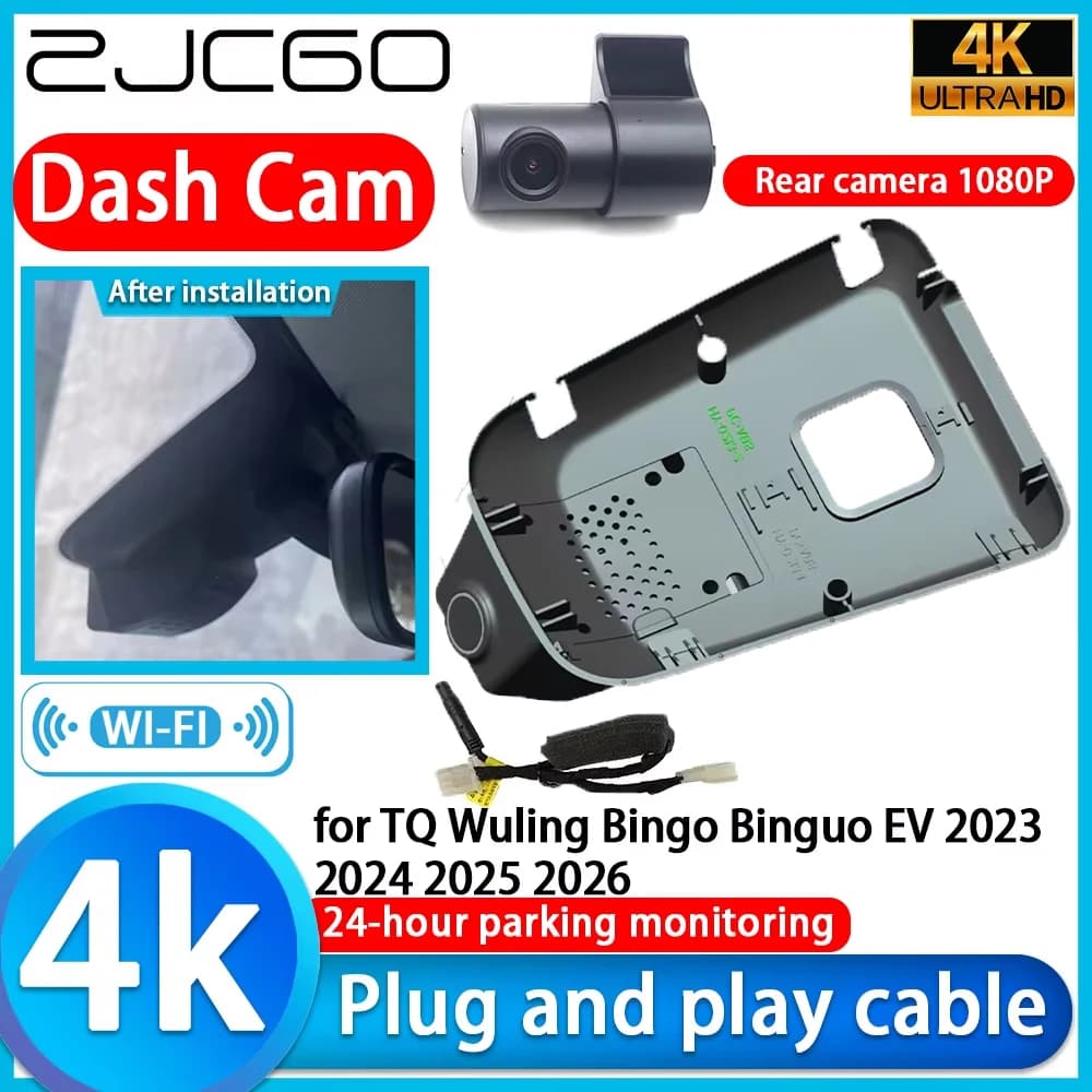 ZJCGO for TQ Wuling Bingo Binguo EV 2023 2024 2025 2026 DVR 4K WiFi camera with Sony lens, Video Recorder and Monitoring Parking 24h