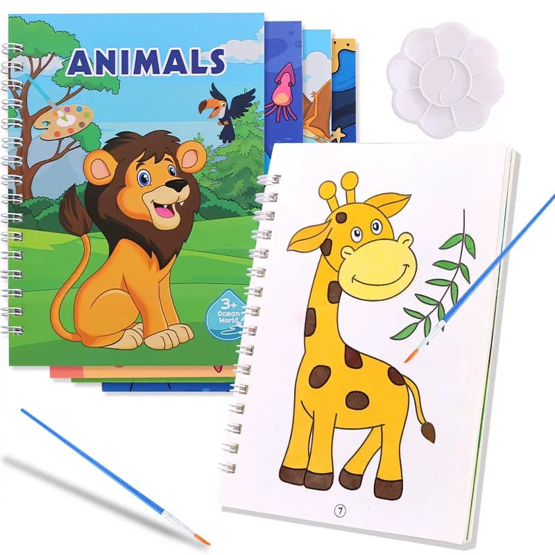 4pcs/set Cartoon Coloring Books DIY Watercolor Painting Book Graffiti Picture Books Painting Drawing Toys for Children Gift