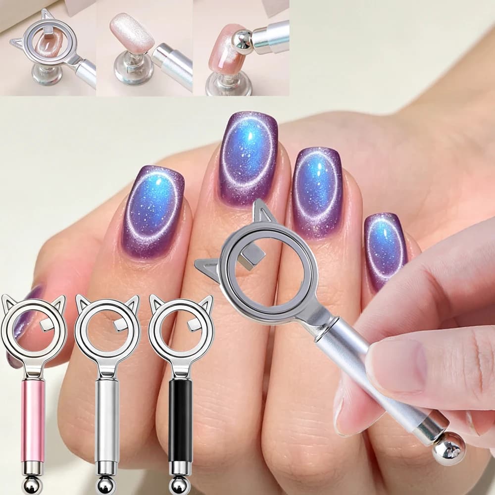 Cat Ear Shape Halo Cat Eye Nail Magnet Strong Ring Hollow Magnetic Tool for Glass Bead Side Light Nail Art Gel Polish Manicure