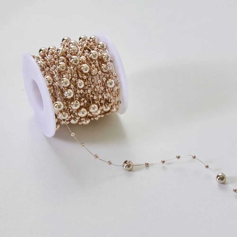 Artificial Christmas Tree Beads String Imitation Pearl DIY Christmas Decoration Fishing Lenz 5/10 meters Christmas beads chain