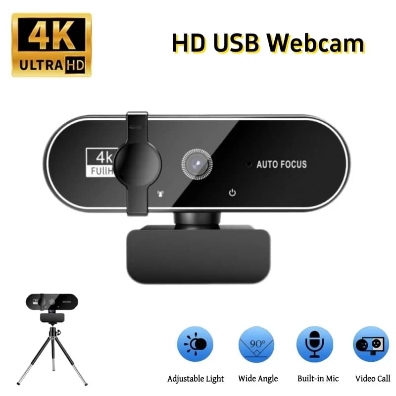 Webcam 4K with 2K camera, Autofocus, Streaming and Microphone, Webcam Full HD 1080P for PC, Computer and Laptop