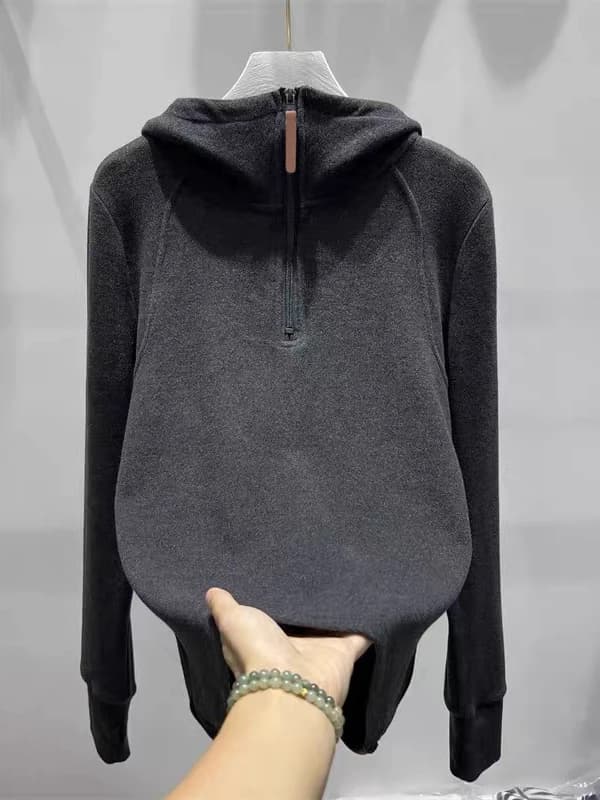 Felpa con cappuccio calda a maniche lunghe da donna, autunno inverno, taglie forti, casual, alla moda, con cerniera, in velluto, top base