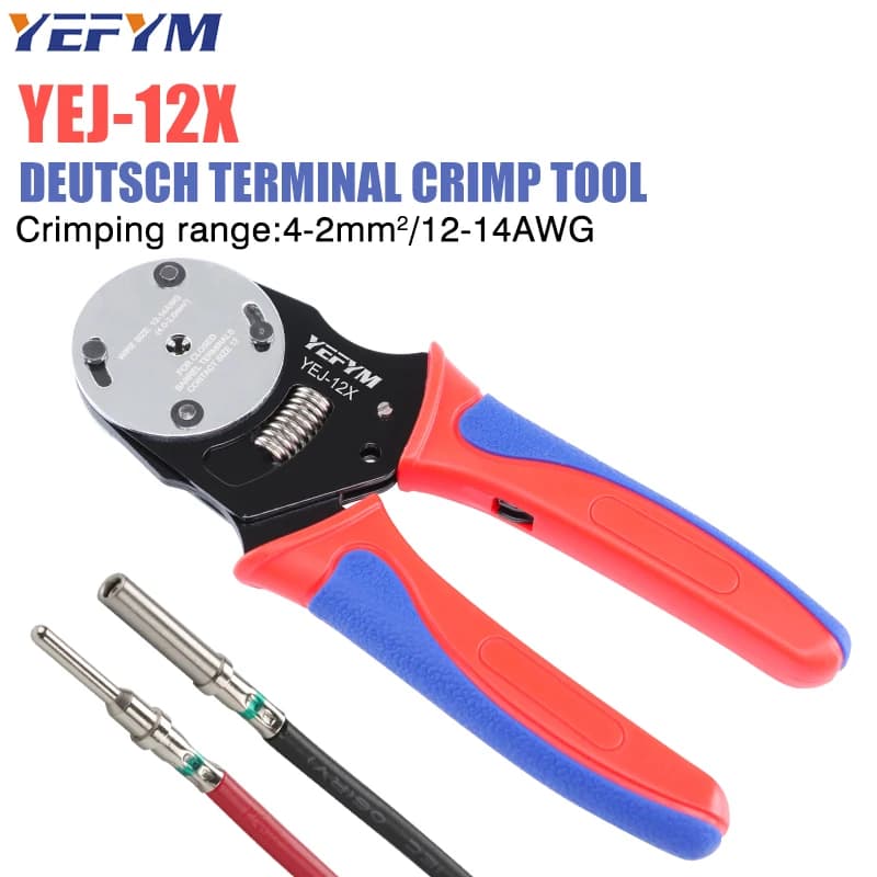 Strumento di crimpatura Deutsch, piegatrice a canna chiusaYEJ-12X/16X/20X: strumento di crimpatura per connettori a 4 vie per pinze per contatti solidi Deutsch