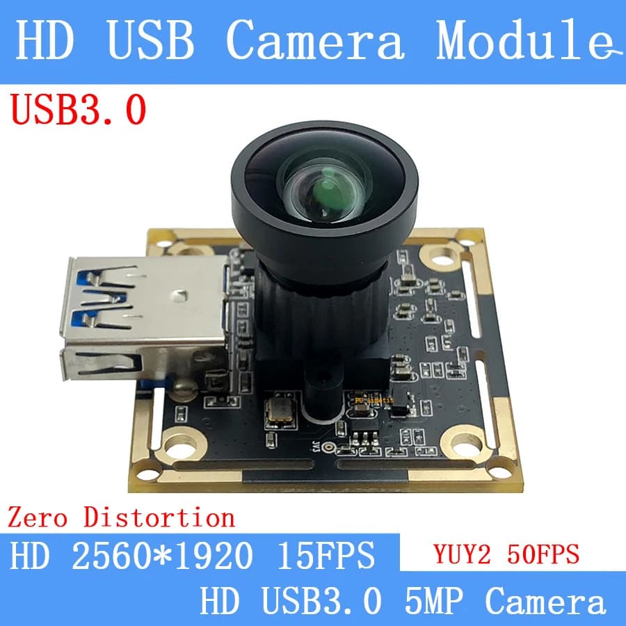 HD Low Distortion Webcam 50FPS 30FPS 5MP High Speed MJPEG YUY2 UVC USB 3.0 Camera Module for Android Linux Windows Mac