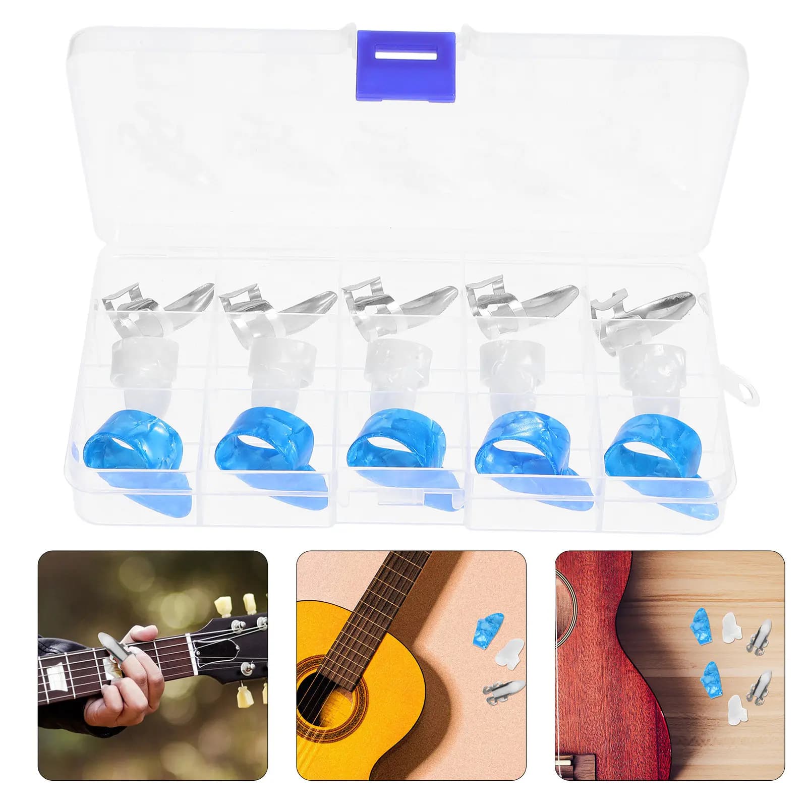15 Pezzi Plettri per Chitarra, Protezioni per Dita e Pollice in Metallo per Chitarra Classica e Acustica