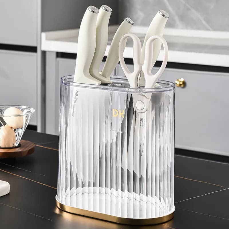 Portacoltelli in plastica di lusso LMM, porta coltelli da cucina, mensola multifunzionale, porta coltelli da cucina per uso domestico, con scarico per il piano di lavoro