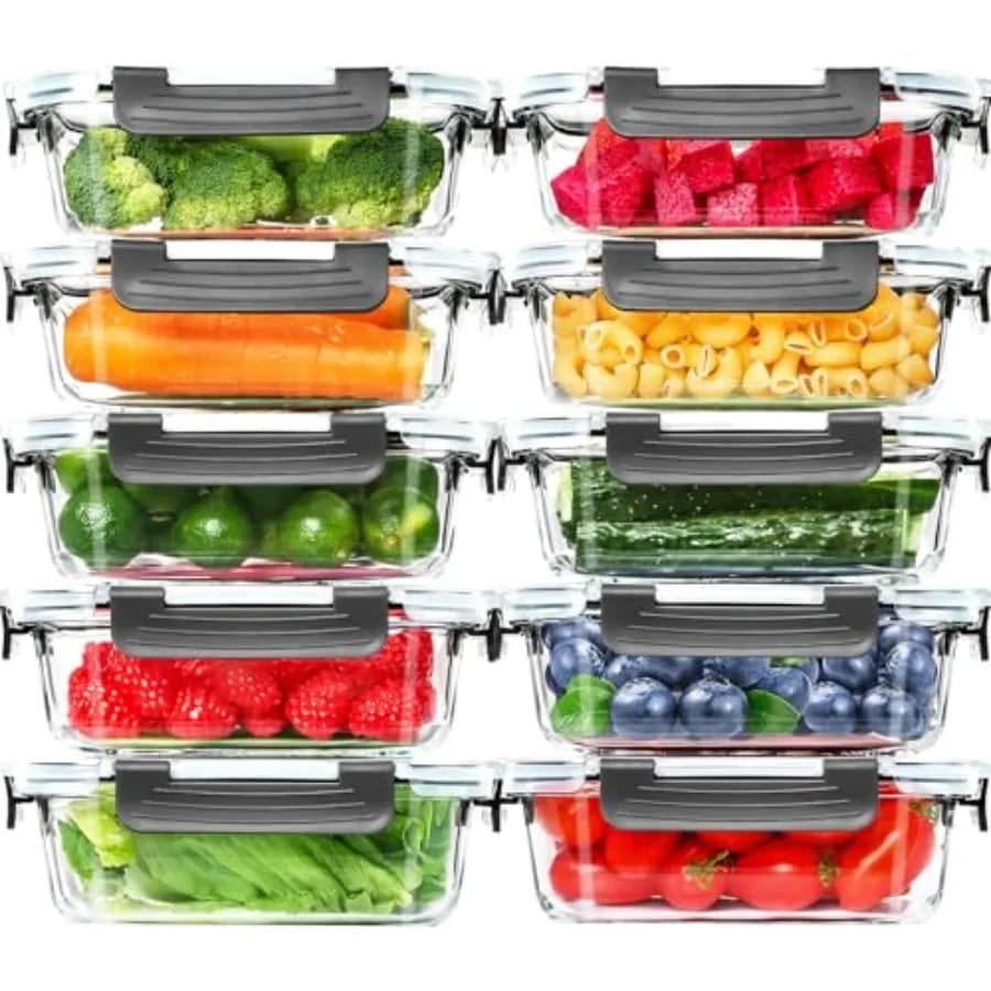 Set di 10 Contenitori in Vetro per Alimenti da 22 OZ, Ermetici con Coperchi, Ideali per Dispensa e Cucina