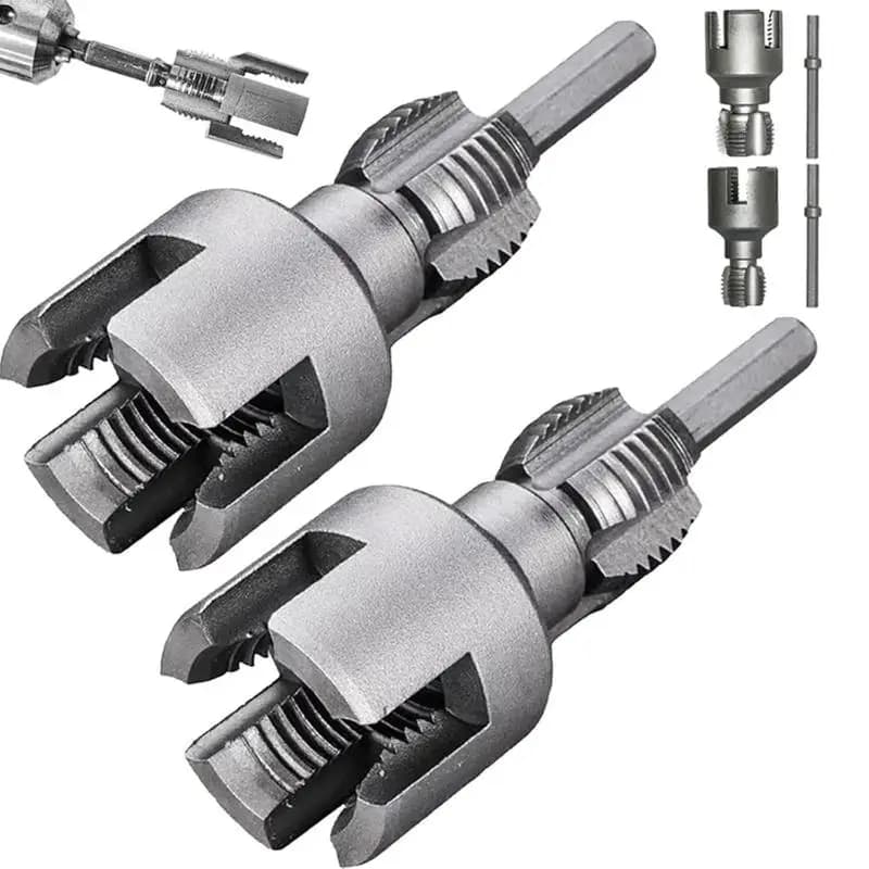 1Set Pipe Thread Cutting Tool Integrated Internal & External Pipe Threading Tool Electric Drill Compatible PVC Pipe Threader Kit