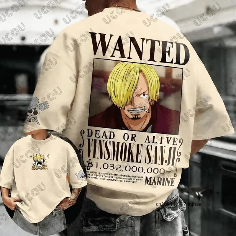 T-shirt in cotone da uomo con grafica anime giapponese One Piece Sanji 2026, calda novità, per cosplay estivo, casual, sportiva, per bambini/adulti