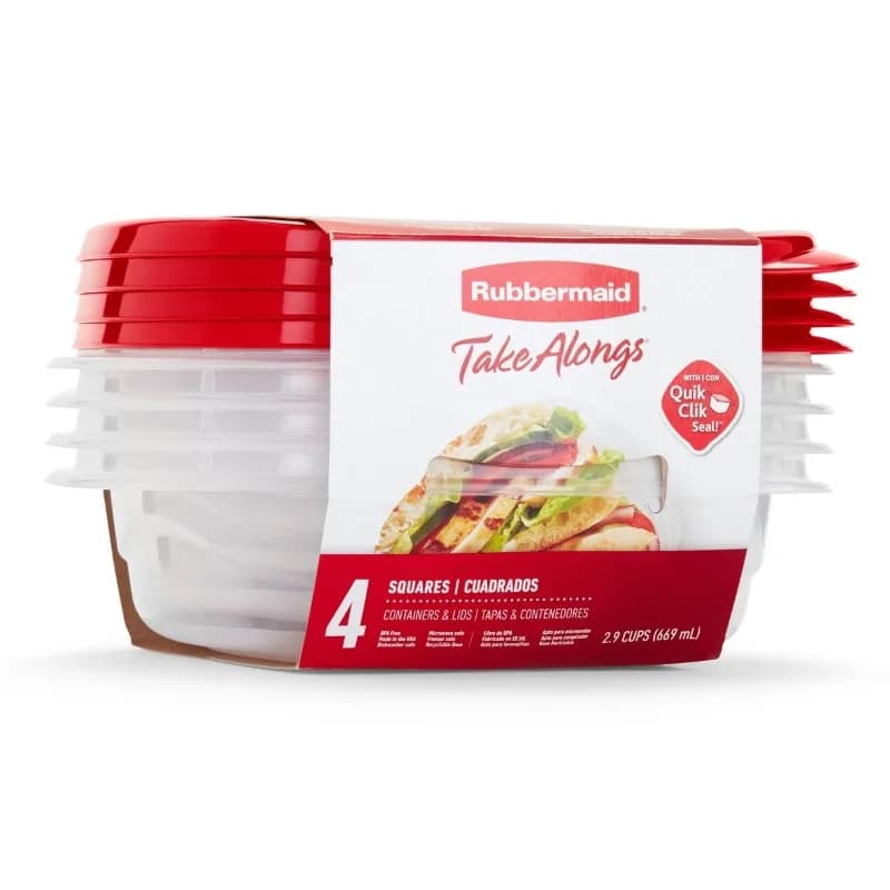 4pc TakeAlongs Square 2.9 Cup Food Storage Containers - Red