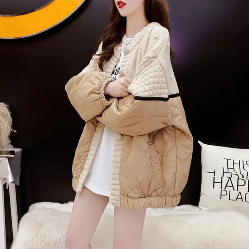 2026 Autunno Inverno Donna Francese Dolce Stile Pigro Versione Coreana Top Impiombati Moda Allentato Spessore Maglia Maglione Giacca di Cotone