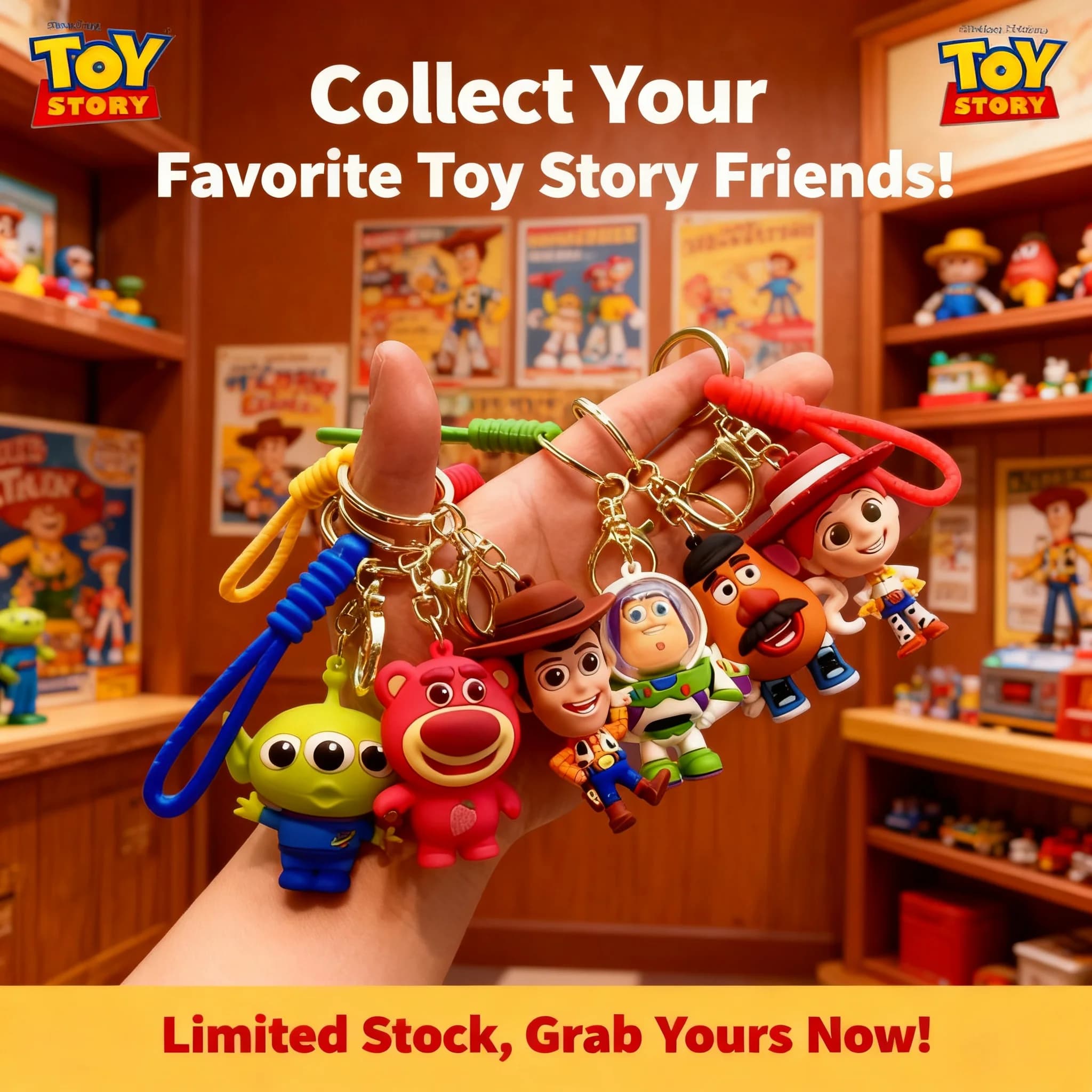 Portachiavi Peluche Buzz Lightyear, Orso Lotso e Mostro a Tre Occhi di Toy Story - Ciondolo Squisito per Zaino