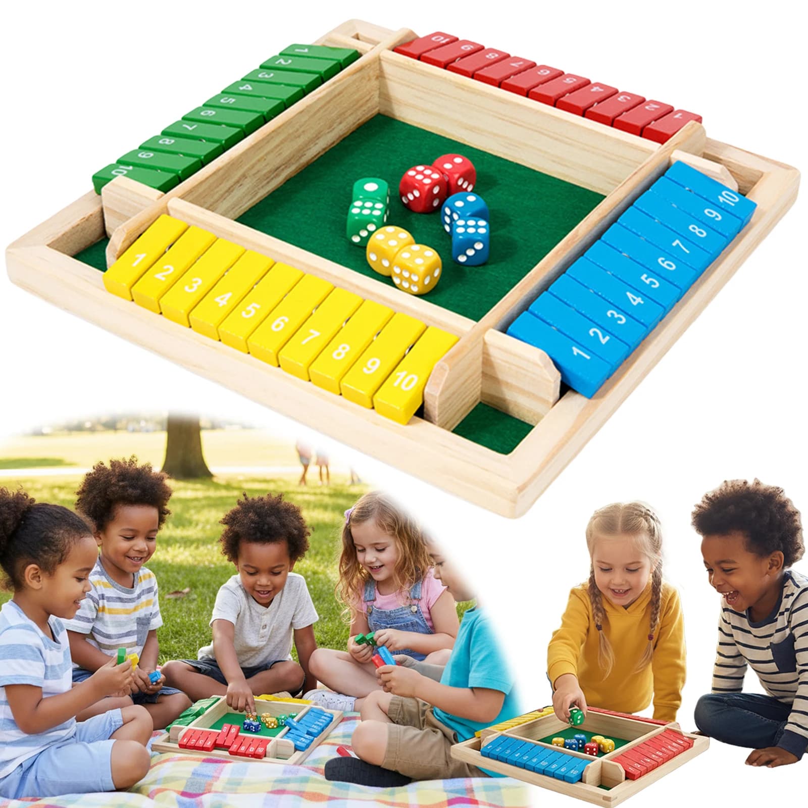 Gioco da Tavolo Shut The Box, Gioco di Carte Flip a Quattro Lati, Giocattolo da Viaggio per 4 Giocatori, Gioco Educativo per l'Apprendimento Precoce della Matematica per Bambini e Adulti