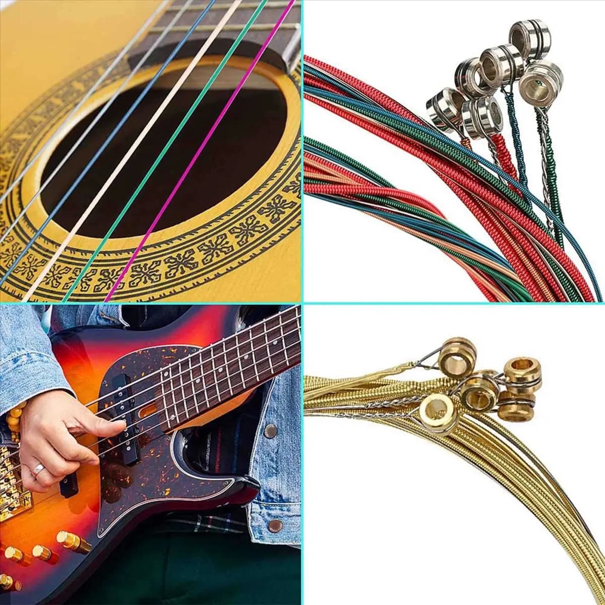 Kit di Accessori per Chitarra da 130 Pezzi con Corde, Accordatore, Capotasto, Plettri, Porta Plettri, Plettri per Dita, Perni per Ponte