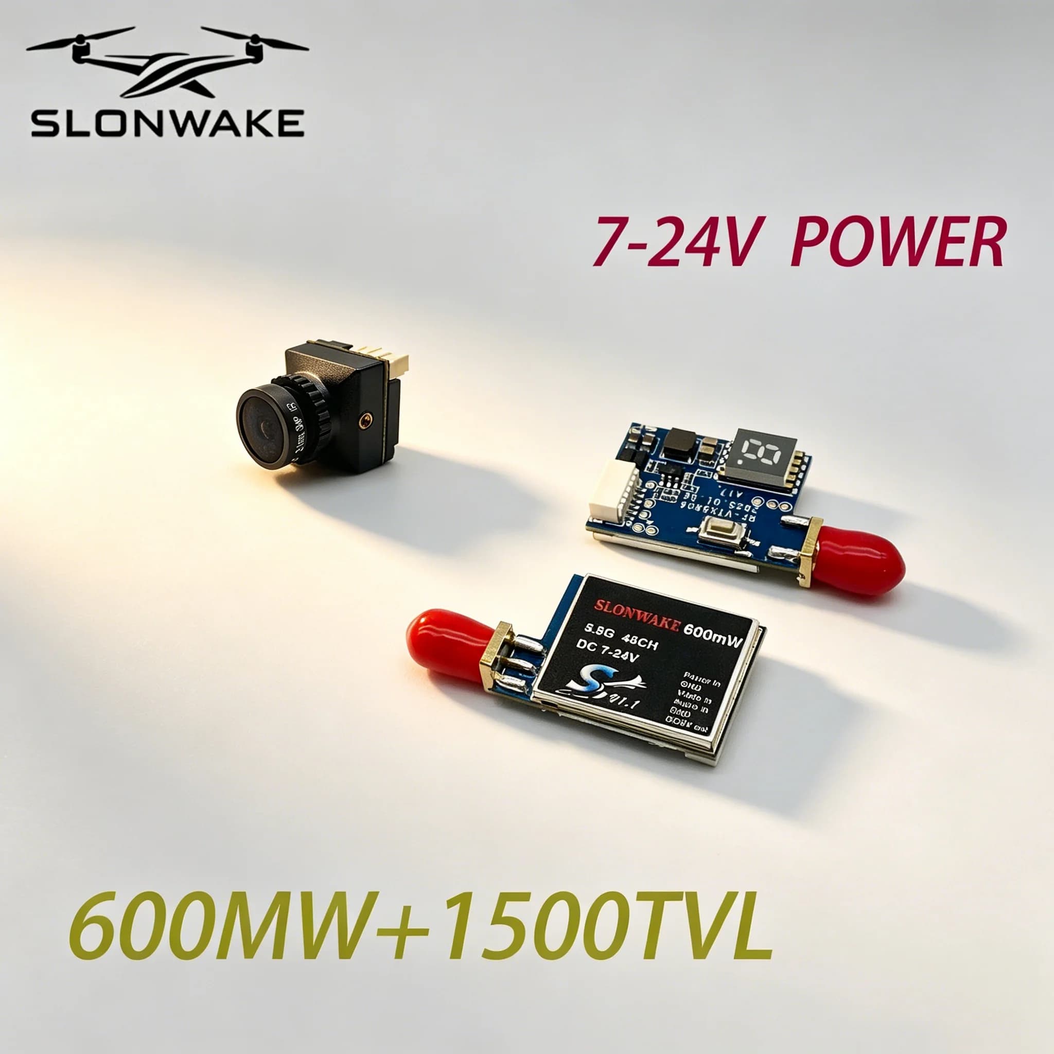 5.8GHz 600mw Video Transmitter VTX 48CH 7-24v power and 1500TVL FPV Camera 2.1mm adjustable For Long Rang FPV Racing Drone