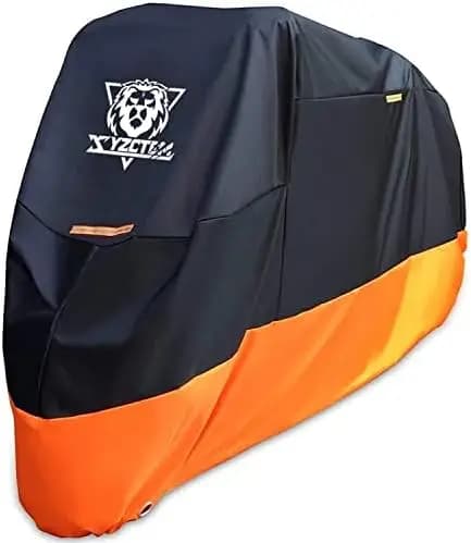 Coprimoto XYZCTEM - Impermeabile per tutte le stagioni, adatto per moto da 116 pollici - Nero e arancione