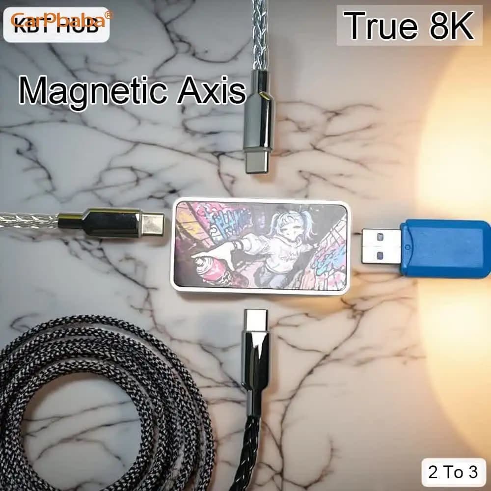 Hub USB KBT-HUB Gaming Type-C con alimentazione indipendente 8K e schermo, ideale per ambienti gaming e setup da scrivania, 8000Hz