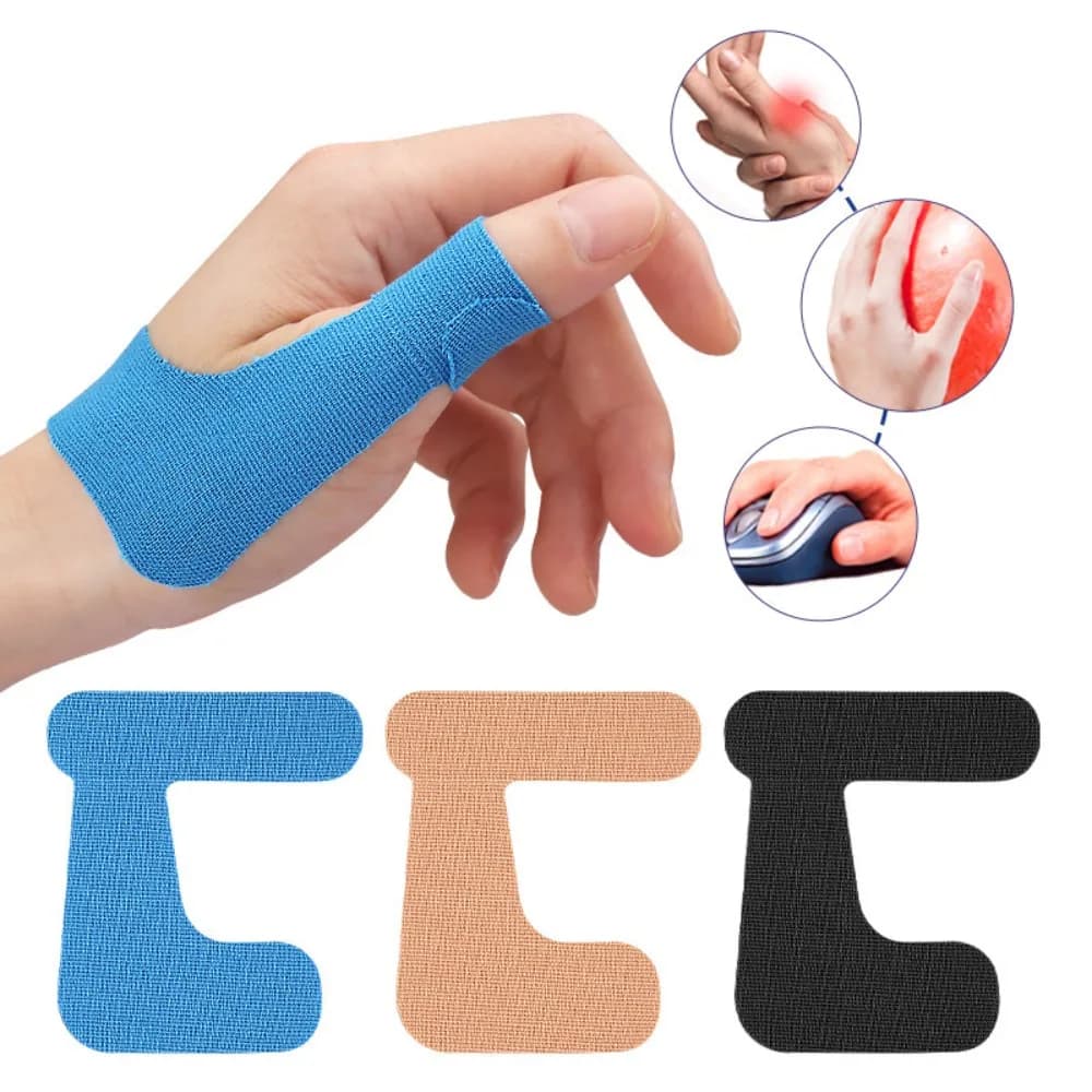 5Pcs Precut Thumb Support Tape Self Adhesive Toe Kinesiology Patches Tendon Finger Bandages Supplies for Sports Elastic Strap
