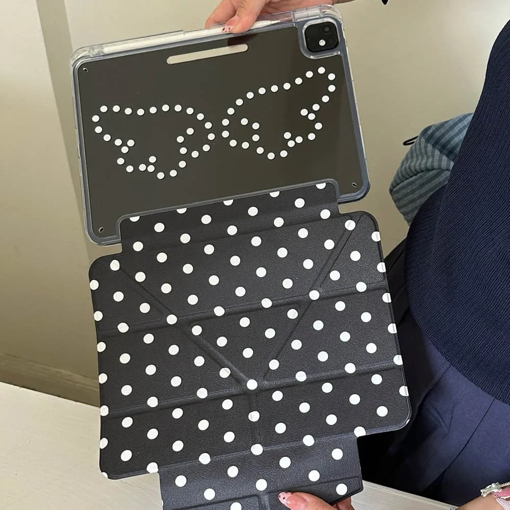 Custodia con ali d'angelo a pois per iPad Air 11 Custodia iPad 10th 11th A16 9th Cover iPad Pro11 4 5 10.9in 12.9 M2 M3 M4 Portapenne