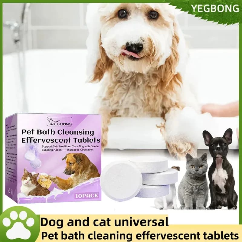 Compresse detergenti effervescenti per il bagno degli animali domestici per cani e gatti, lavaggio SPA deodorante, cappotto liscio, controllo degli odori, fragranza a lunga durata