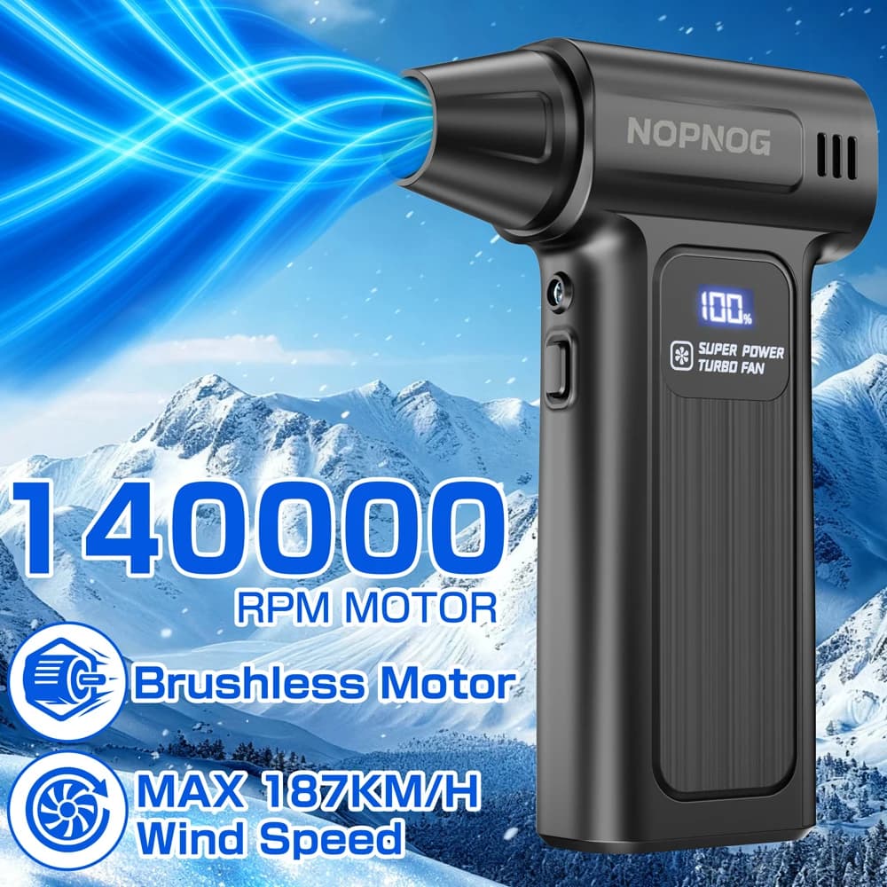 Turbo Ventilatore Auto Jet Fan Spolverino elettrico Asciugacapelli violento Soffiare la neve M9 140000 giri/min 4 marce regolabili 5 ugelli di uscita
