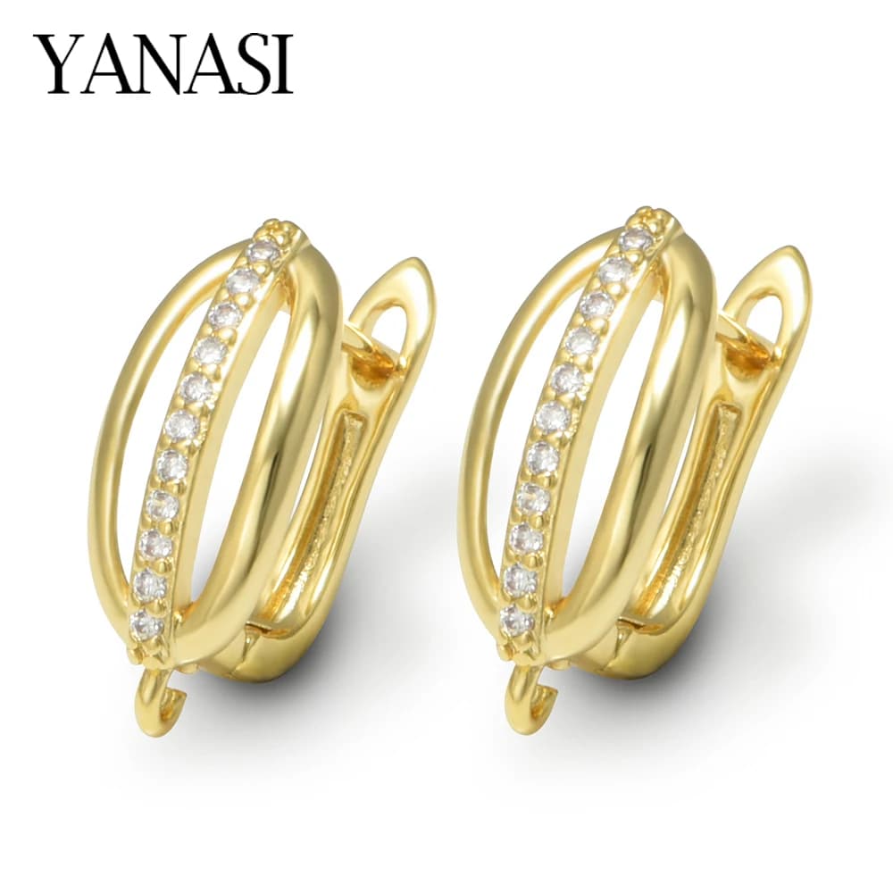 1 Paio di Orecchini da Donna in Ottone Placcato Oro 18K con Zirconi Cubici, Accessori per Gioielli Fai-da-Te, Componenti Antiallergici