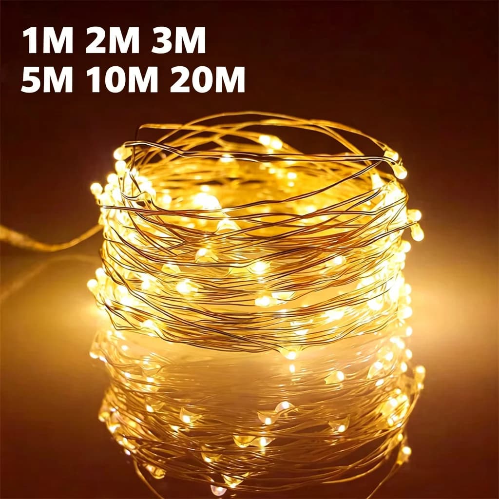 USB Led Fairy Lights Copper Wire String 20M 200LED Holiday Outdoor Lamp Garland For Christmas Tree Wedding Party Decoration