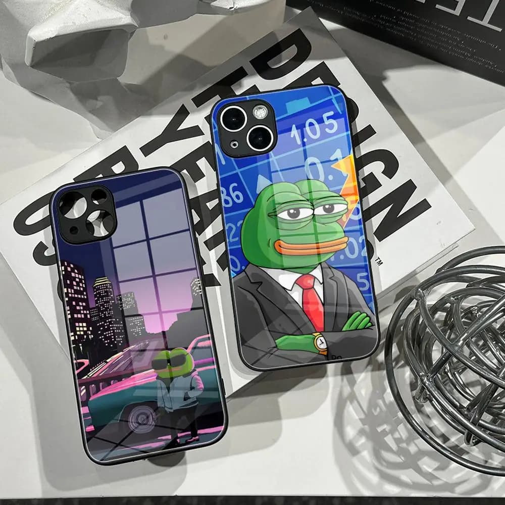 Funny Pepe Frog Meme Print Phone Case Tempered Glass Shell FOR IPhone 16ProMAX 14 12 17Pro Air 15 16 Plus 13 Pro MAX Cover