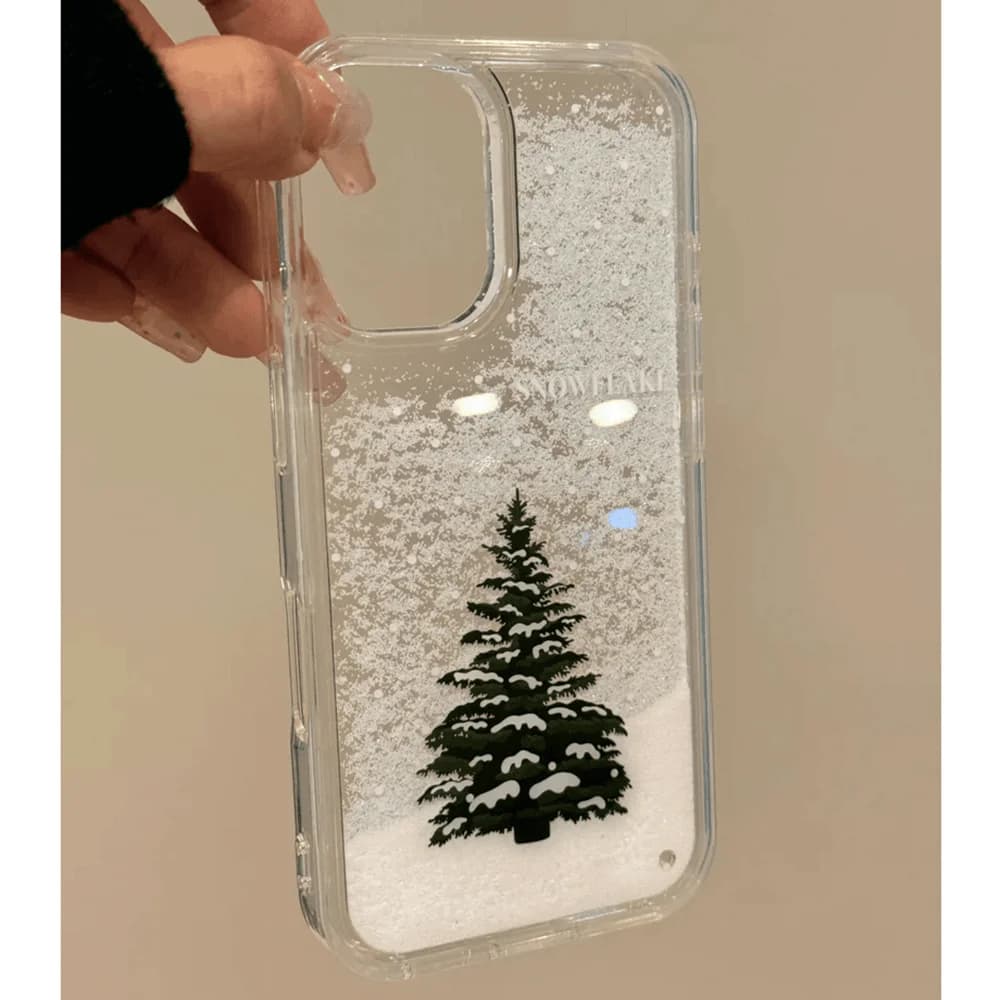 Cassa del telefono per iPhone 16 15 14 13 12 11 8 7 6 6S XS X XR Mini Pro Max Plus INS albero di Natale stampa neve sabbie mobili copertura trasparente