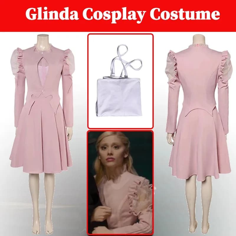 2024 Film Wiked Glinda Cosplay Donna Rosa Puffy Dress Costume Donna Travestimento Rosa Chiaro Dolce Gonna Casual Halloween Personalizzato