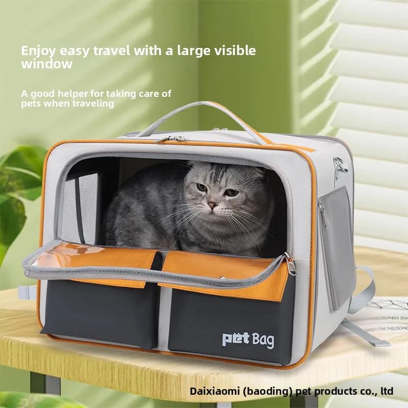 Foldable Cat Carriers Breathable Pet Backpack for Small Dogs Portable Kitten Rucksack for Outdoor Lightweight Pet Suitcase