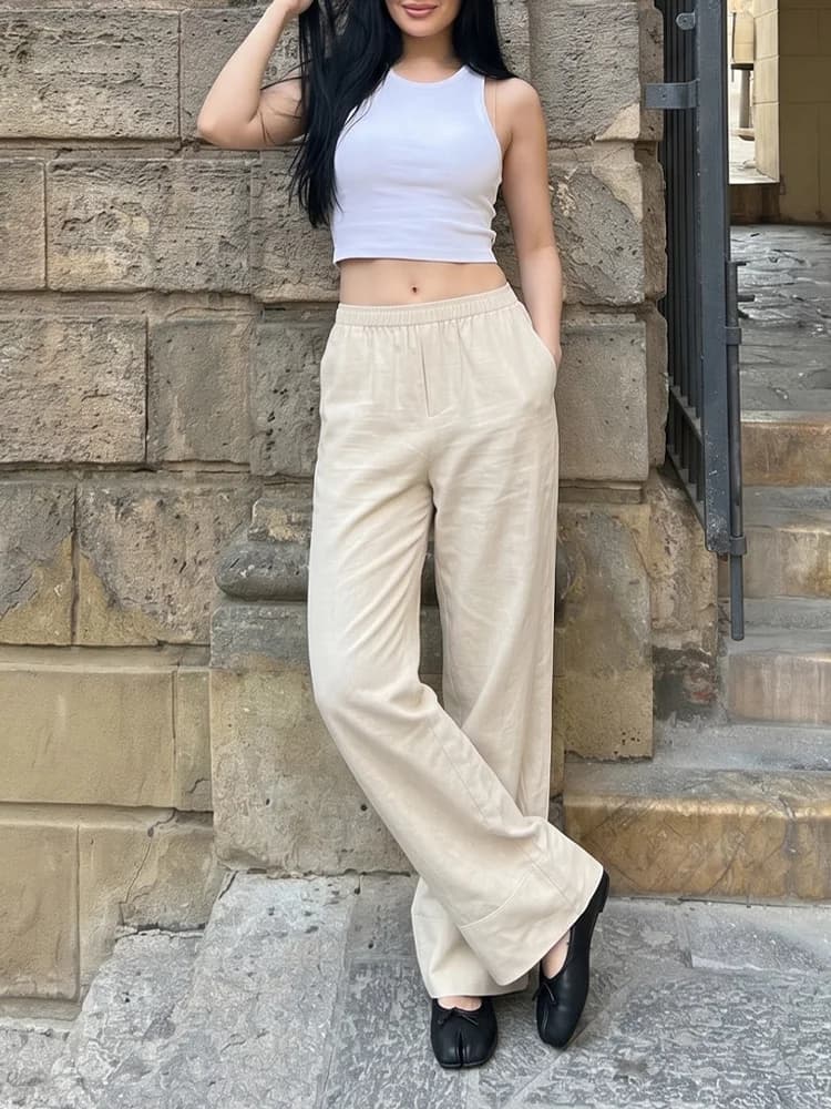 Pantaloni Casual da Donna HH, Tinta Unita, Semplici, Estivi, Sottili, Larghi, Dritti, Versatili, Stile Street, Trendy, Pantaloni da Donna alla Moda