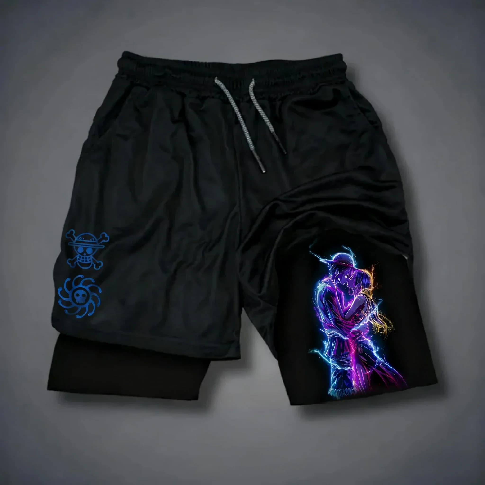 2-in-1 Men's Sports Shorts ONE PIECE, New Summer Collection 2025, Collaboration Souls, Fashion Fitness, Swimming, Hiking, Double Layer