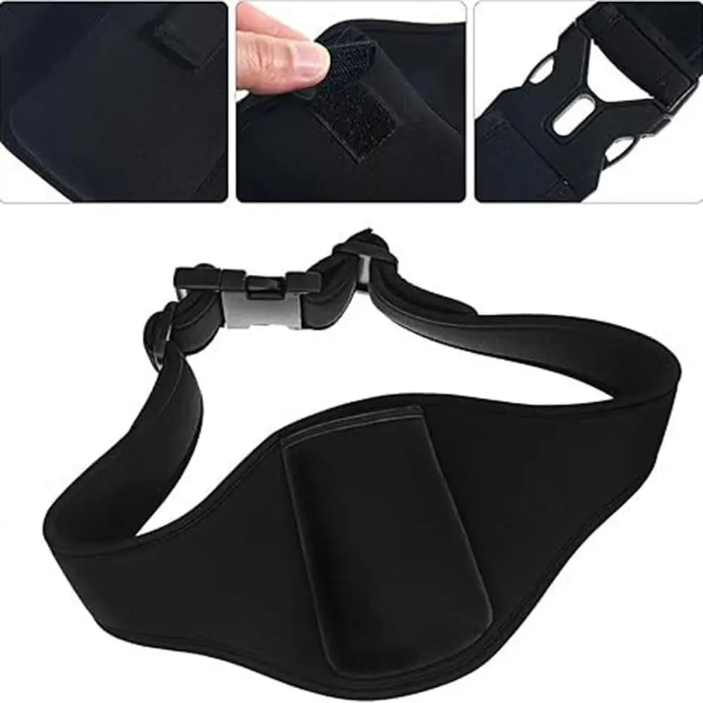 Cintura Regolabile per Microfono in Neoprene con Supporto Microfono a Mani Libere, Marsupio Nero Sicuro per Telefono Cellulare da Corsa