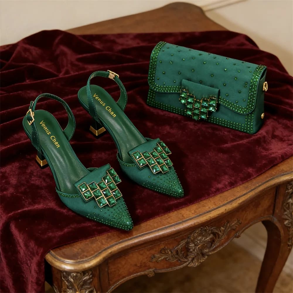 Scarpe da Festa di Lusso con Strass e Pochette per Donna 2026, Eleganti Tacchi in Cristallo Comodi con Borse da Sera Abbinate