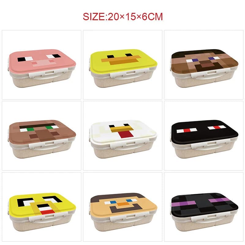 Minecrafted 3-piece Japanese-style insulated lunch box with a detachable handle and lid, suitable for women, backpacking, office
