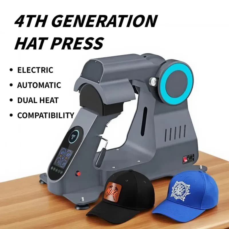 for New Electric Dual Platen Automatic Open Hat Heat Press Machine for Bucket Hats and Caps with Smart LCD Controller 110V