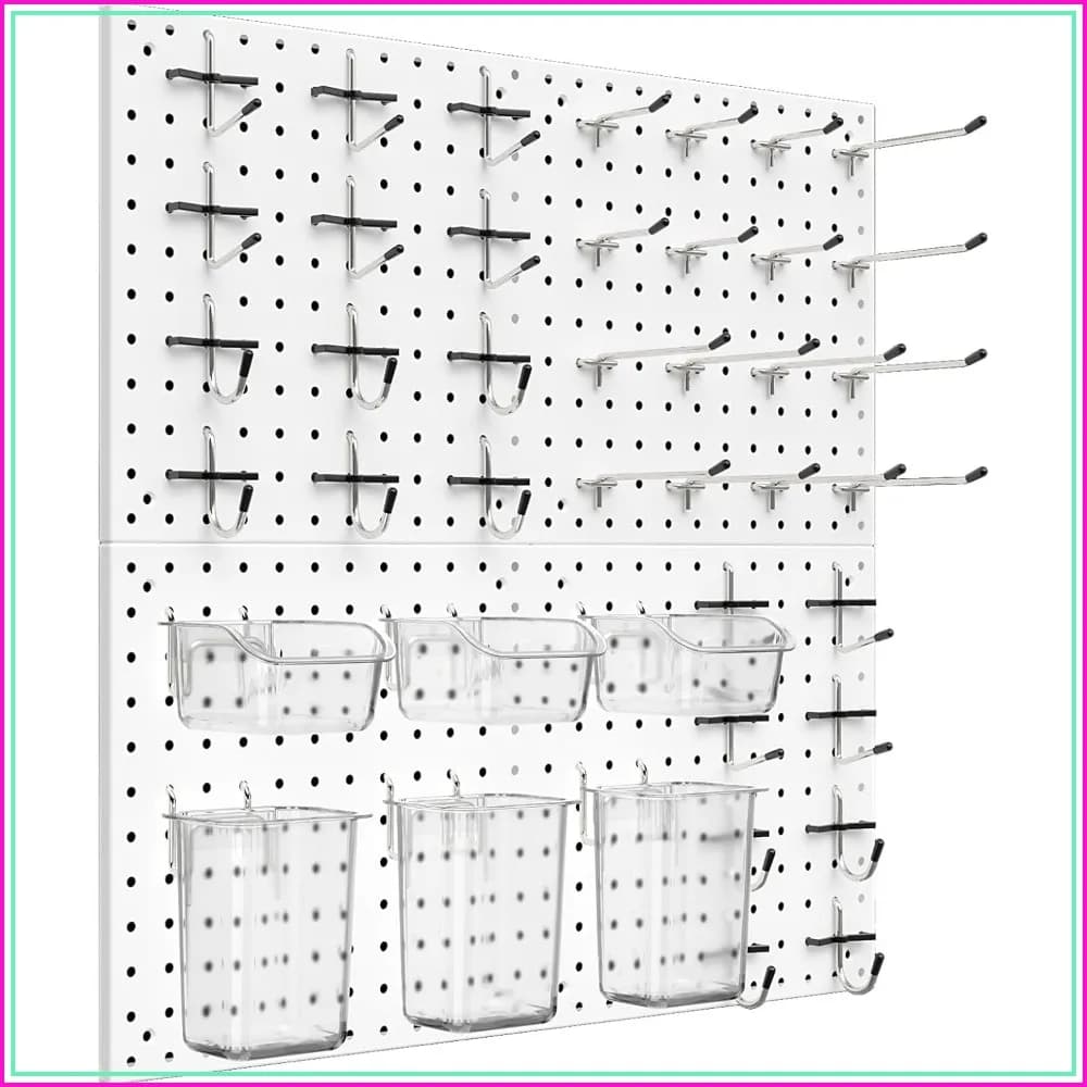 Peg Board Kit with Hooks and Bins, Wall Organizer for Office, Crafts Display