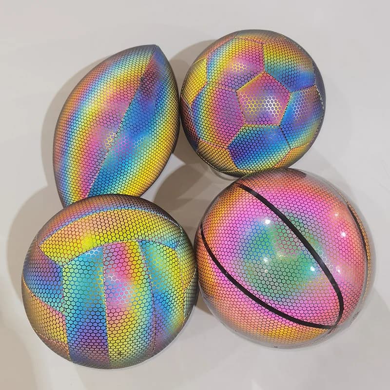 Pallone da basket luminoso al buio, effetto notte silenziosa, luna e arcobaleno, 7 misure, bianco freddo, riflettente, per sport