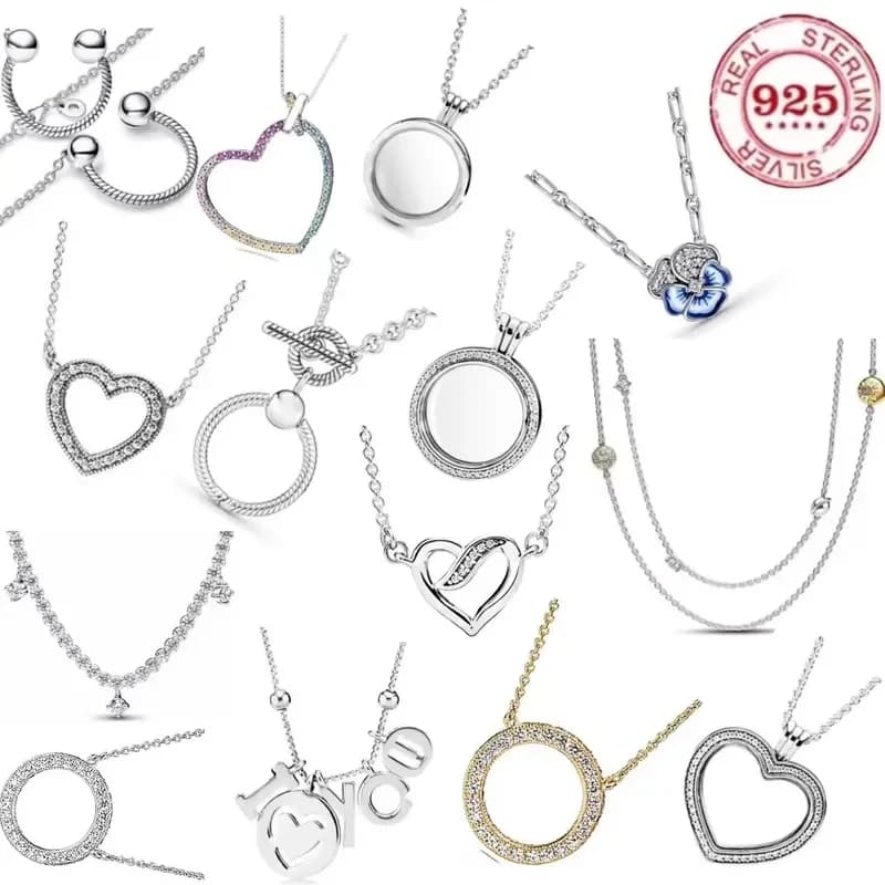 Hot-selling 100%925 pure silver Exquisite circular heart-shaped necklace Charming jewelry gifts suitable for women's parties