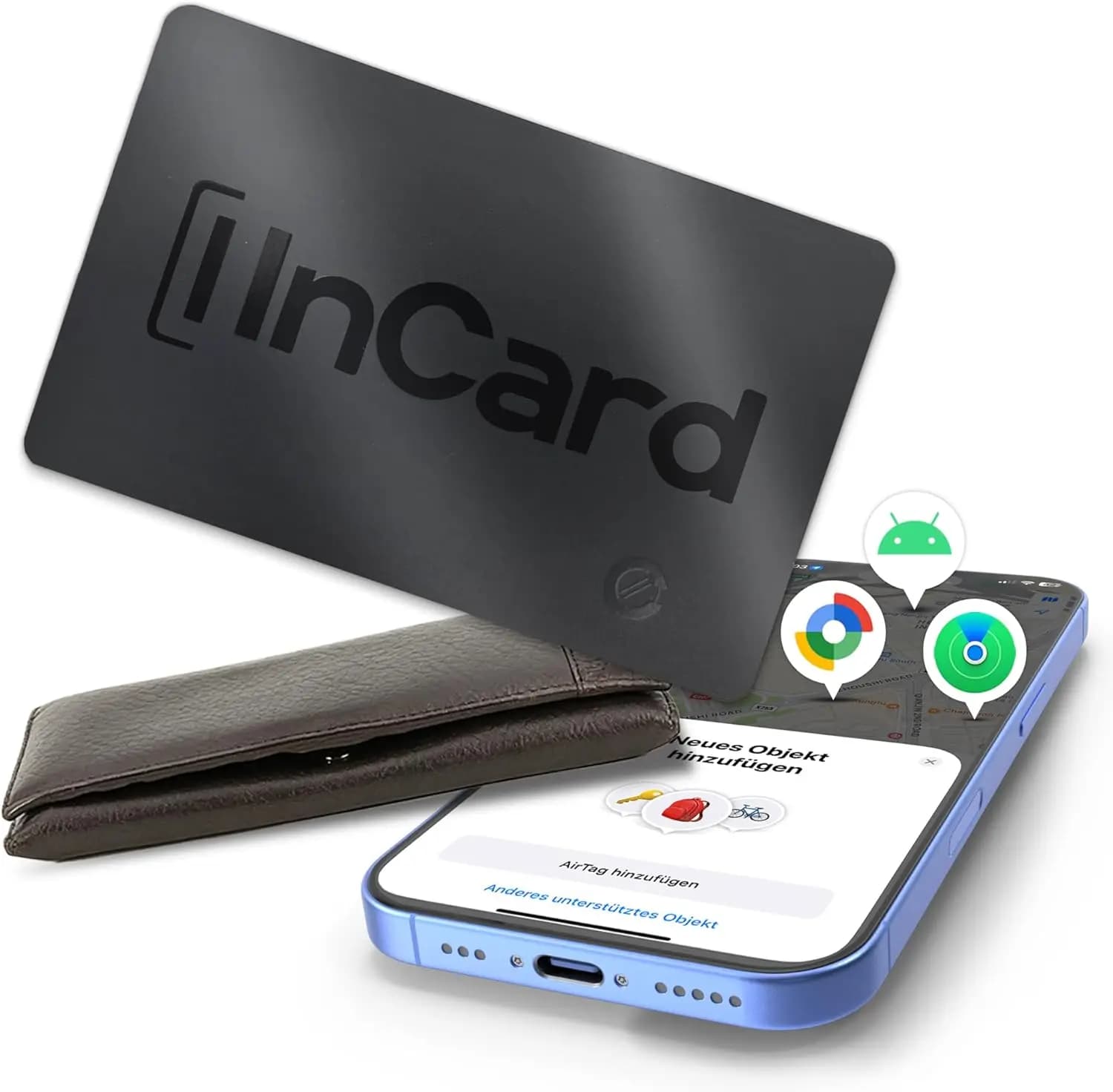 Localizzatore Ultra-Sottile per Portafoglio Compatibile con iOS e Android, Impermeabile IP68, Batteria da 5 Anni, Funziona con Find My e Google Find My Device